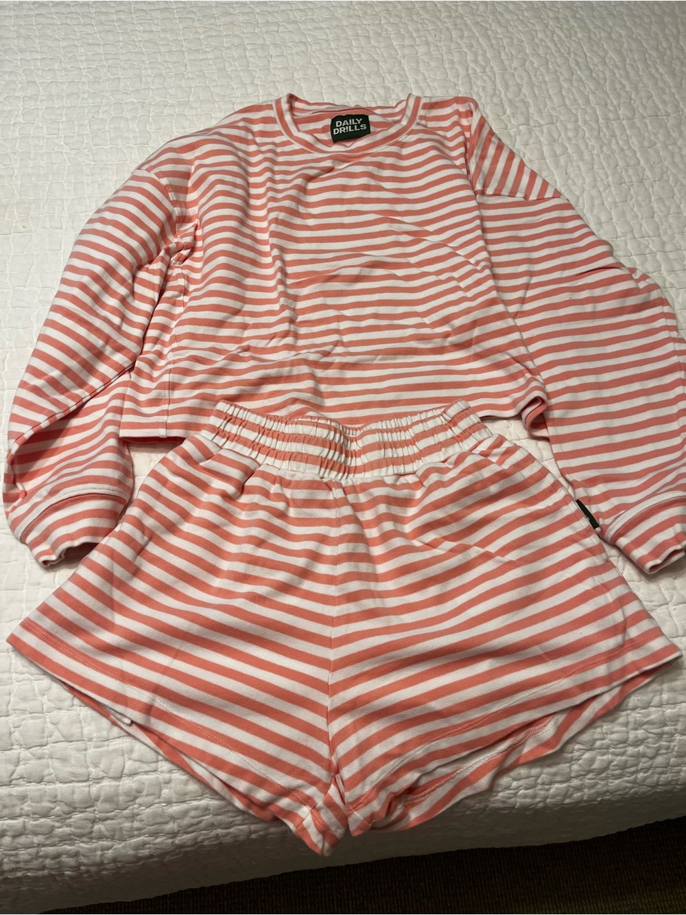 Daily Drills Coral and White Striped Set XS/S